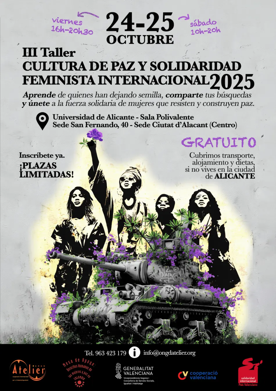 Cartel Taller Cultura de Paz Solidaridad Feminista - Alicante